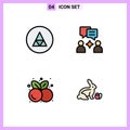 4 Thematic Vector Filledline Flat Colors and Editable Symbols of magic, food, symbolism, group, healthy food