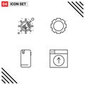 4 Thematic Vector Filledline Flat Colors and Editable Symbols of marketing, android, gear, phone, upload