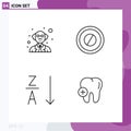 4 Thematic Vector Filledline Flat Colors and Editable Symbols of person, hospital, medical, alphabetical, tooth