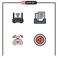 4 Thematic Vector Filledline Flat Colors and Editable Symbols of router, love, internet, outbox, wedding