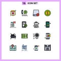 16 Thematic Vector Flat Color Filled Lines and Editable Symbols of ballot, coin, service, dollar, gadget