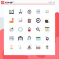 Mobile Interface Flat Color Set of 25 Pictograms of document, basic, heart, travel, location