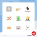 9 Thematic Vector Flat Colors and Editable Symbols of learn, biology, meat, traumatology, health