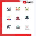 9 Thematic Vector Flat Colors and Editable Symbols of scientists, physicists, shopping, knowledge worker, date Royalty Free Stock Photo