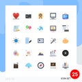 25 Thematic Vector Flat Colors and Editable Symbols of setting, laptop, badge, star, monitor
