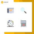 4 Thematic Vector Flat Icons and Editable Symbols of admin, atom, root, magnifier, biology