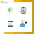 4 Thematic Vector Flat Icons and Editable Symbols of bloon, lock, tracking, kitchen, 5