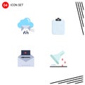 4 Thematic Vector Flat Icons and Editable Symbols of cloud, document, data, medical, popular video