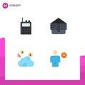 Flat Icon Pack of 4 Universal Symbols of communication, avatar, bag, cloud, delete