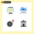 4 Thematic Vector Flat Icons and Editable Symbols of domain, wheel, link, power, life Royalty Free Stock Photo