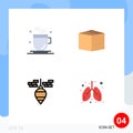 4 Thematic Vector Flat Icons and Editable Symbols of drink, tool, box, plumb, health