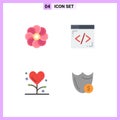 Set of 4 Modern UI Icons Symbols Signs for flower, form, spring, lines, medicine