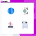 4 Thematic Vector Flat Icons and Editable Symbols of global, funding, world, crowdfunding, content