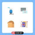 4 Thematic Vector Flat Icons and Editable Symbols of motor, loaf, card, money, heart