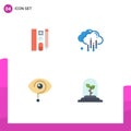 4 Thematic Vector Flat Icons and Editable Symbols of pen, eye, education, weather, mark