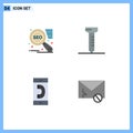 4 Thematic Vector Flat Icons and Editable Symbols of search engine, outgoing, nail, communication, mail