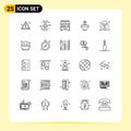 25 Thematic Vector Lines and Editable Symbols of ligh, festival, city, diwali, deepam Royalty Free Stock Photo