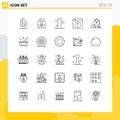 25 Thematic Vector Lines and Editable Symbols of present, bag, services, application, web