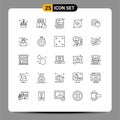 25 Thematic Vector Lines and Editable Symbols of secure, dollar, document, shield, direction