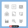 9 Thematic Vector Outlines and Editable Symbols of analytics, medici, plus, medical kit, enhance
