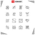 16 Thematic Vector Outlines and Editable Symbols of auction, eye, page, disable, world