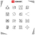 16 Thematic Vector Outlines and Editable Symbols of castle, contacts, care, book, help Royalty Free Stock Photo