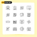 16 Thematic Vector Outlines and Editable Symbols of celebration, holidays, cancer, synchronize, map
