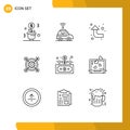 9 Thematic Vector Outlines and Editable Symbols of development, gear, arrows, pertinent, business