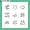 9 Thematic Vector Outlines and Editable Symbols of favorite, body, food, avatar, direct