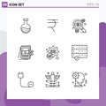 9 Thematic Vector Outlines and Editable Symbols of files, sale, business, accounting, taxes