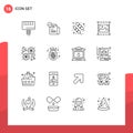 16 Thematic Vector Outlines and Editable Symbols of flower, graphics, features, graphic, design