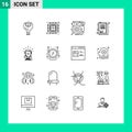 16 Thematic Vector Outlines and Editable Symbols of game, leaf, smart, list, check list