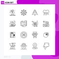 16 Thematic Vector Outlines and Editable Symbols of scientist, avatar, forest, scientist, heart