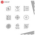 User Interface Pack of 9 Basic Outlines of shooting board, team skills, disease, growth, businessman