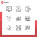 9 Thematic Vector Outlines and Editable Symbols of sweet, heart, sports, celebration, user