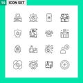 16 Thematic Vector Outlines and Editable Symbols of team, multiplayer, security, group, shopping