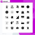 25 Thematic Vector Solid Glyphs and Editable Symbols of alternative energy, planet, estate, earth, money Royalty Free Stock Photo
