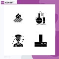 4 User Interface Solid Glyph Pack of modern Signs and Symbols of antivirus, test, network, chemistry, driver