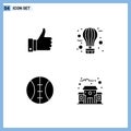 Thematic Vector Solid Glyphs and Editable Symbols of appriciate, baseball, like, flying, building Royalty Free Stock Photo