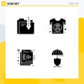 Thematic Vector Solid Glyphs and Editable Symbols of archive, shirt, download, cancer, design