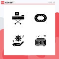 Thematic Vector Solid Glyphs and Editable Symbols of bed, hand, form, track, brain