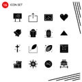 16 Thematic Vector Solid Glyphs and Editable Symbols of bell, report, album, favorite, love