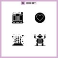 Stock Vector Icon Pack of 4 Line Signs and Symbols for bill, kids, shopping, heart, learning