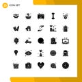 25 Thematic Vector Solid Glyphs and Editable Symbols of bottle, health, death, cigarette, bone