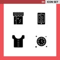 4 Thematic Vector Solid Glyphs and Editable Symbols of business, baby, shop, cell, shirt