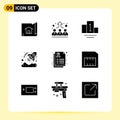 9 Thematic Vector Solid Glyphs and Editable Symbols of cancer sign, health, podium, report, investment