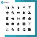 25 Thematic Vector Solid Glyphs and Editable Symbols of celebration, tool, hand, plumb bob, plumb