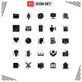 25 Thematic Vector Solid Glyphs and Editable Symbols of chart, board, watch, world, pollution