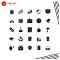 25 Thematic Vector Solid Glyphs and Editable Symbols of computer, weather, pin, rain, american