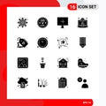 16 Thematic Vector Solid Glyphs and Editable Symbols of configuration, web, programming, laptop, warning